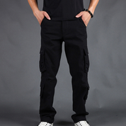 Men's Cargo Pants - Durable Straight Fit Outdoor Work Trousers - Black
