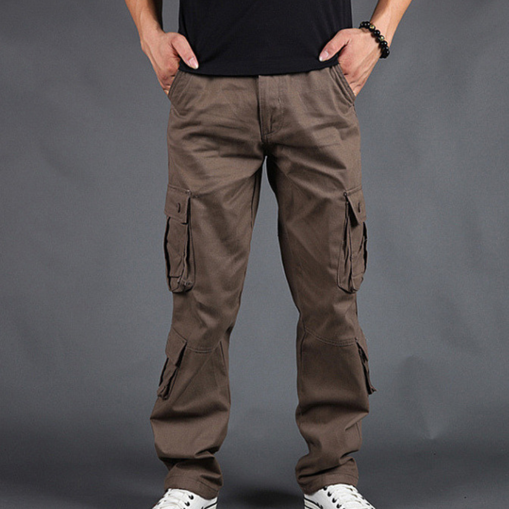 Men's Cargo Pants - Durable Straight Fit Outdoor Work Trousers - Brown