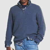 Men's Half-Zip Sweater - Modern Comfort Knit - Blue