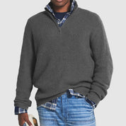 Men's Half-Zip Sweater - Modern Comfort Knit - Grey