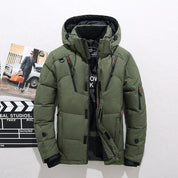 Men's Insulated Winter Parka Jacket with Hood - Green