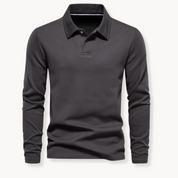 Men's Long Sleeve Polo Shirt - Classic Comfort & Timeless Style - Grey