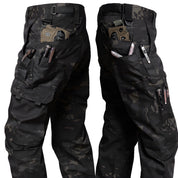 Men's Tactical Cargo Pants - Durable Outdoor Work Trousers - Black Camo