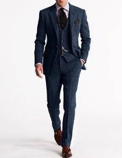 Men's Three-Piece Suit - Formal Business & Event Wear - Blue