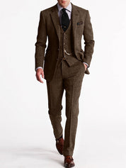 Men's Three-Piece Suit - Formal Business & Event Wear - Coffee