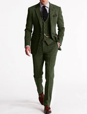Men's Three-Piece Suit - Formal Business & Event Wear - Green