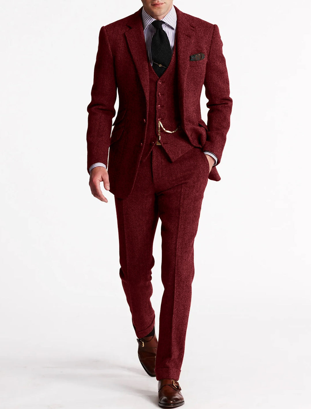 Men's Three-Piece Suit - Formal Business & Event Wear - Red