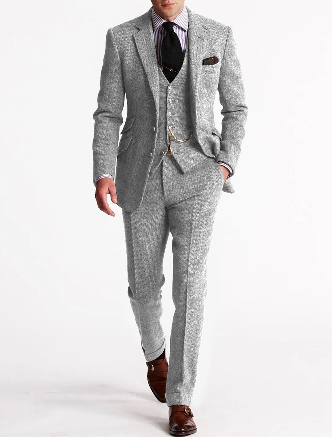 Men's Three-Piece Suit - Formal Business & Event Wear - Silver