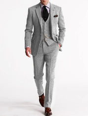 Men's Three-Piece Suit - Formal Business & Event Wear - Silver