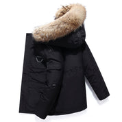 Men's Winter Jacket with Hood - Warm & Stylish - Black